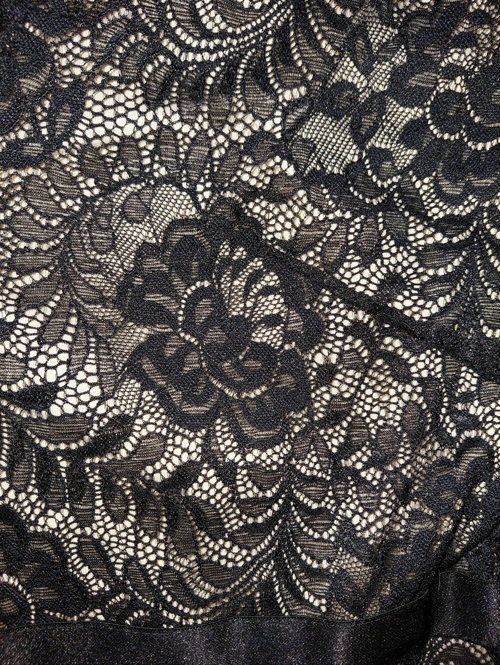 Miusol Black Lace Maxi Gown 2XL Formal Evening Dress Nude Lining Scalloped - Picture 14 of 16